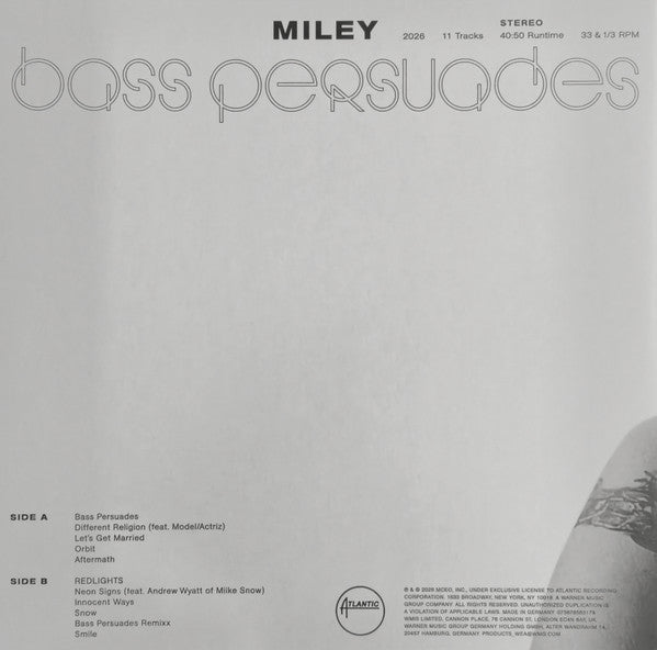 Miley Cyrus : Bass Persuades (LP, Album, Lip)