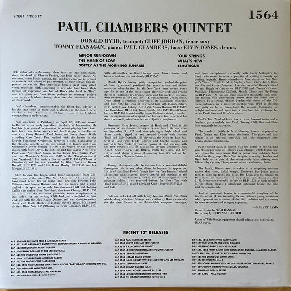 Paul Chambers Quintet With Donald Byrd, Clifford Jordan, Tommy Flanagan, Elvin Jones : Paul Chambers Quintet (12", Album, Mono, Ltd, RE)