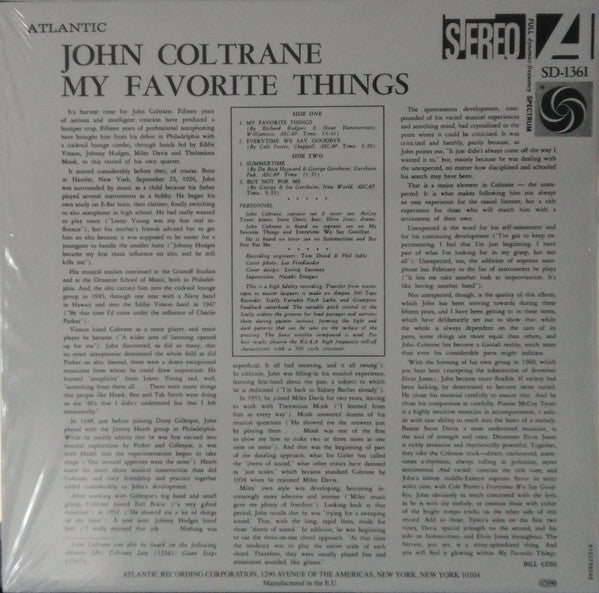 John Coltrane : My Favorite Things (LP, Album, RE, 180)