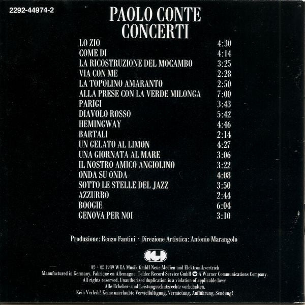Paolo Conte : Concerti (CD, Album, RE, WME)