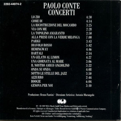 Paolo Conte : Concerti (CD, Album, RE, WME)