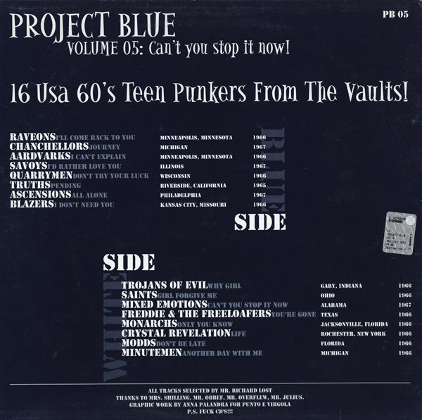 Various : Project Blue Volume 05: Can't You Stop It Now! (LP, Comp, Ltd, Unofficial)