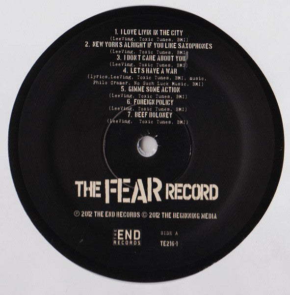 Fear (3) : The Fear Record (LP, Album, Ltd, Whi)