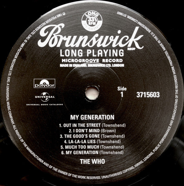 The Who : My Generation (LP, Album, Mono, RE, RP)