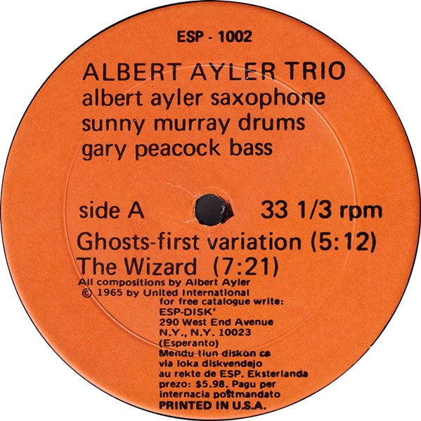 Albert Ayler Trio : Spiritual Unity (LP, Album, Mono, RE)