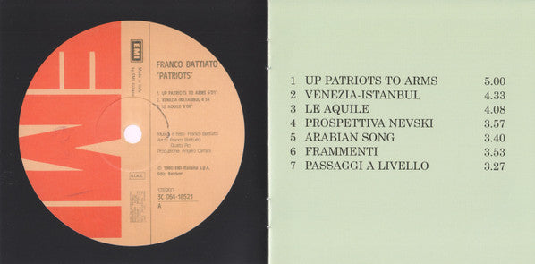 Battiato* : Patriots (CD, Album, RE, RM)