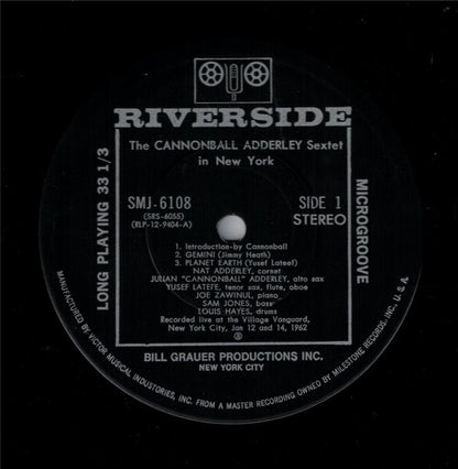 Cannonball Adderley Sextet : In New York (LP, Album, RE)