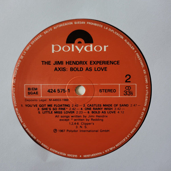 The Jimi Hendrix Experience : Axis: Bold As Love (LP, Album, RE)