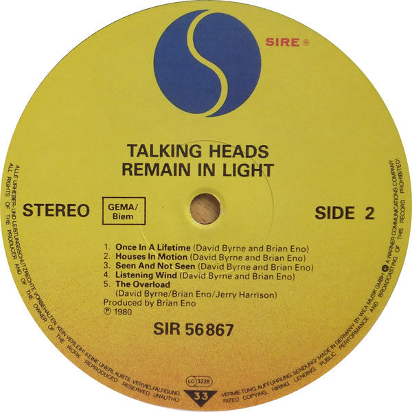 Talking Heads : Remain In Light (LP, Album, RE)