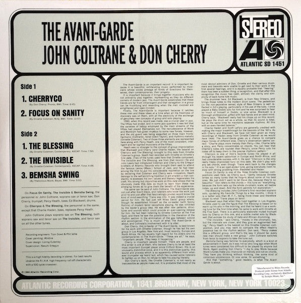 John Coltrane And Don Cherry : The Avant-Garde (LP, Album, Ltd, RE, 180)