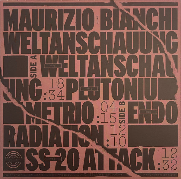 Maurizio Bianchi / Maurizio Bianchi : Weltanschauung (LP, Album, Ltd, Num, RE, RM, Opa)