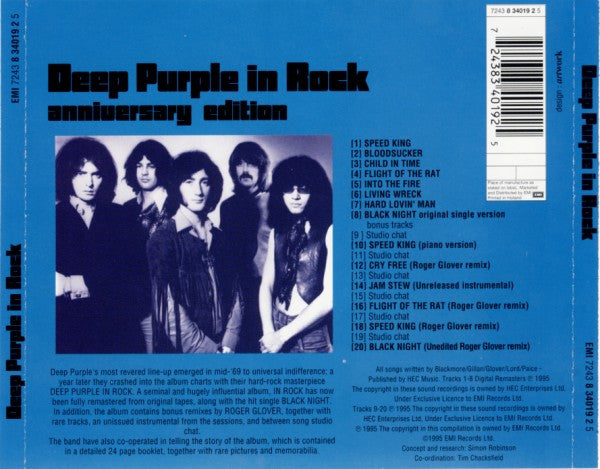 Deep Purple : Deep Purple In Rock (CD, Album, RE, RM, Ann)