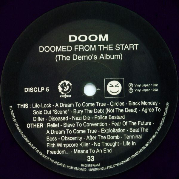 Doom (2) : Doomed From The Start (The Demo's Album) (LP, Comp, Gat)