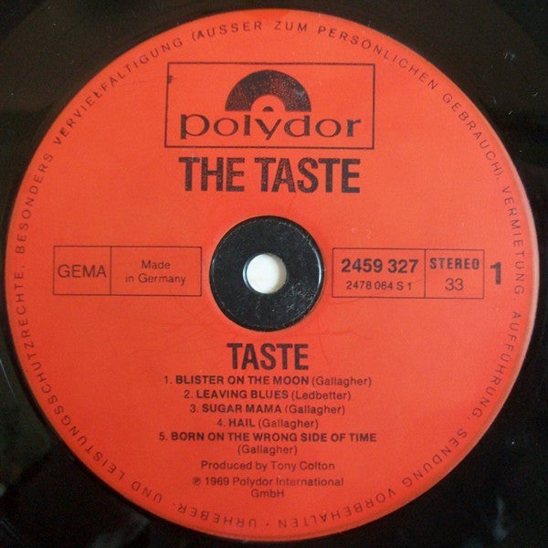 Taste (2) : Taste (LP, Album, RE, RP)