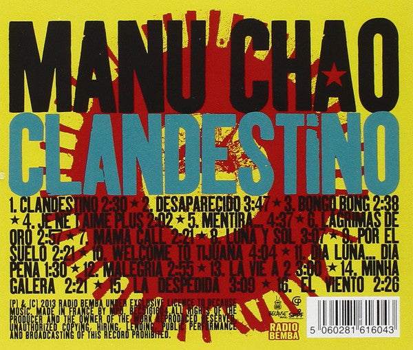 Manu Chao : Clandestino (CD, Album, RE)