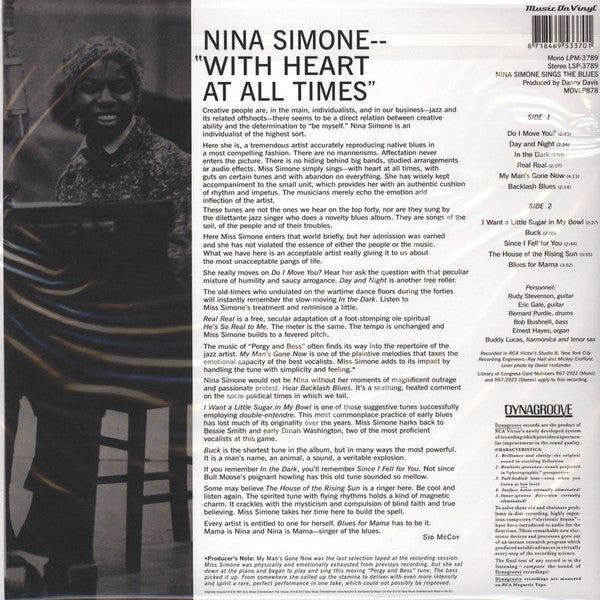 Nina Simone : Nina Simone Sings The Blues (LP, Album, RE, 180)