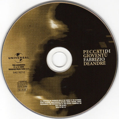Fabrizio De André : Peccati Di Gioventù (CD, Comp)