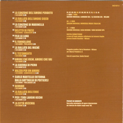Fabrizio De André : Peccati Di Gioventù (CD, Comp)
