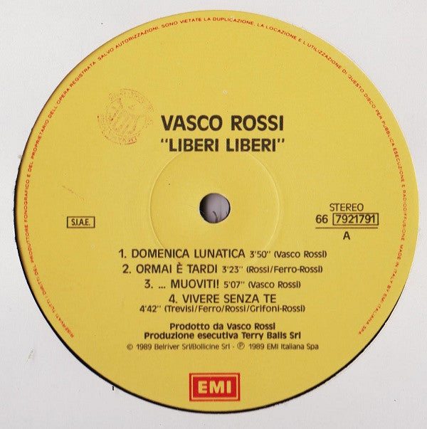 Vasco Rossi : Liberi Liberi (LP, Album)