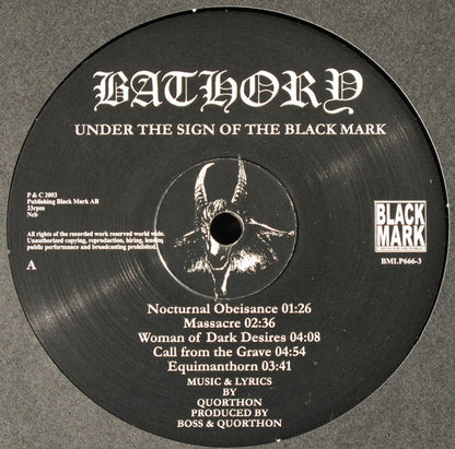Bathory : Under The Sign Of The Black Mark (LP, Album, RE, RP)