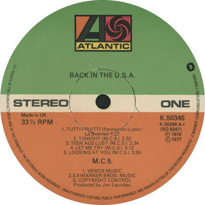 MC5 : Back In The USA (LP, Album, RE)