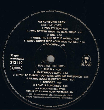 U2 : Achtung Baby (LP, Album)