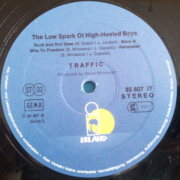 Traffic : The Low Spark Of High Heeled Boys (LP, Album, RP)