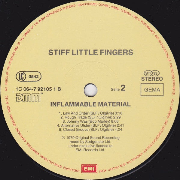 Stiff Little Fingers : Inflammable Material (LP, Album, RE, RM)