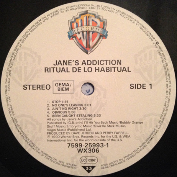 Jane's Addiction : Ritual De Lo Habitual (LP, Album)