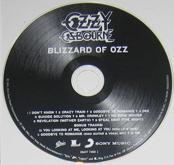 Ozzy Osbourne : Blizzard Of Ozz (CD, Album, RE, RM)