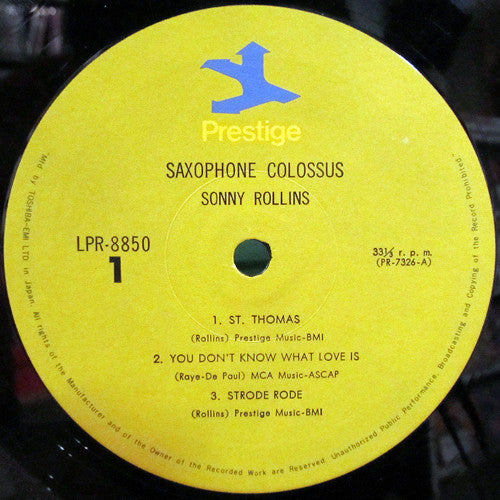 Sonny Rollins : Saxophone Colossus (LP, Album, RE)