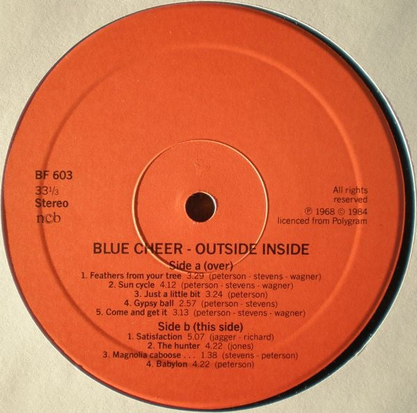 Blue Cheer : Outside Inside (LP, Album, RE, Red)