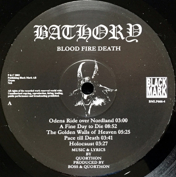 Bathory : Blood Fire Death (LP, Album, RE, RP, 180)