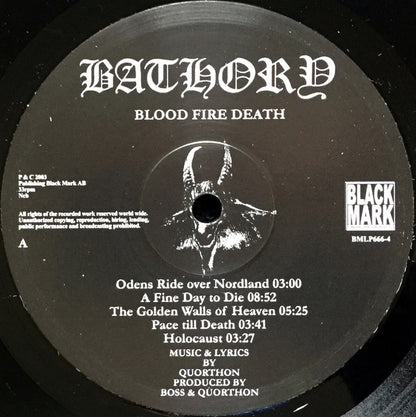 Bathory : Blood Fire Death (LP, Album, RE, RP, 180)