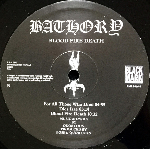 Bathory : Blood Fire Death (LP, Album, RE, RP, 180)