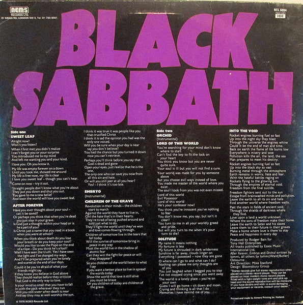 Black Sabbath : Master Of Reality (LP, Album, RE)