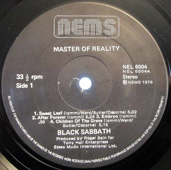 Black Sabbath : Master Of Reality (LP, Album, RE)