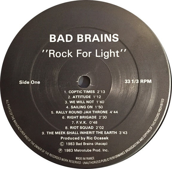 Bad Brains : Rock For Light (LP, Album)