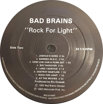 Bad Brains : Rock For Light (LP, Album)