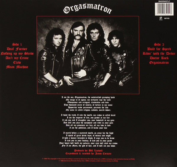 Motörhead : Orgasmatron (LP, Album, RE, RM)