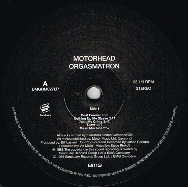 Motörhead : Orgasmatron (LP, Album, RE, RM)