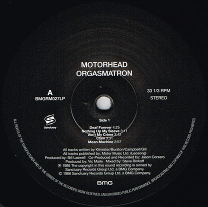 Motörhead : Orgasmatron (LP, Album, RE, RM)