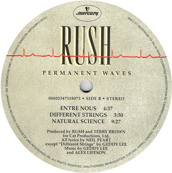 Rush : Permanent Waves (LP, Album, RE, RM, 180)