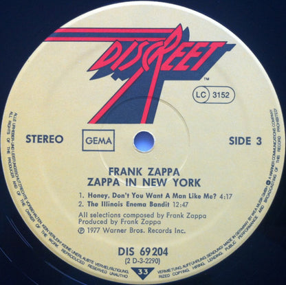 Frank Zappa : Zappa In New York (2xLP, Album, Gat)