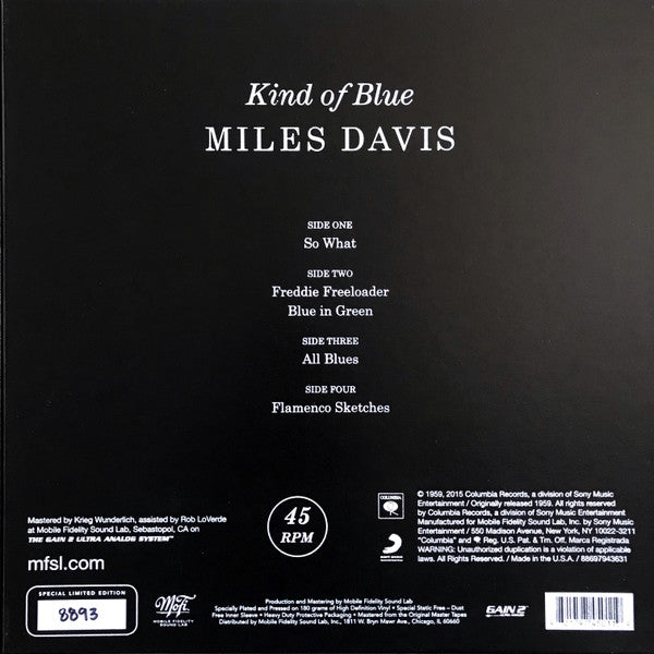 Miles Davis : Kind Of Blue (2x12", Album, RE, RM, 180 + Box, Ltd, Num, S/Editi)