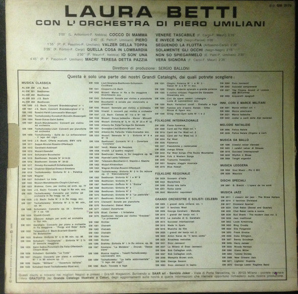 Laura Betti Con Piero Umiliani E La Sua Orchestra : Laura Betti Con L'Orchestra Di Piero Umiliani (LP, Album, RE)