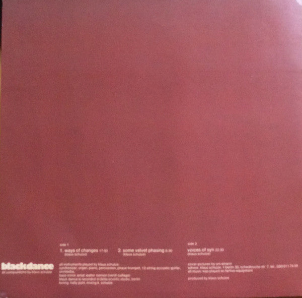 Klaus Schulze : Blackdance (LP, Album, RP)