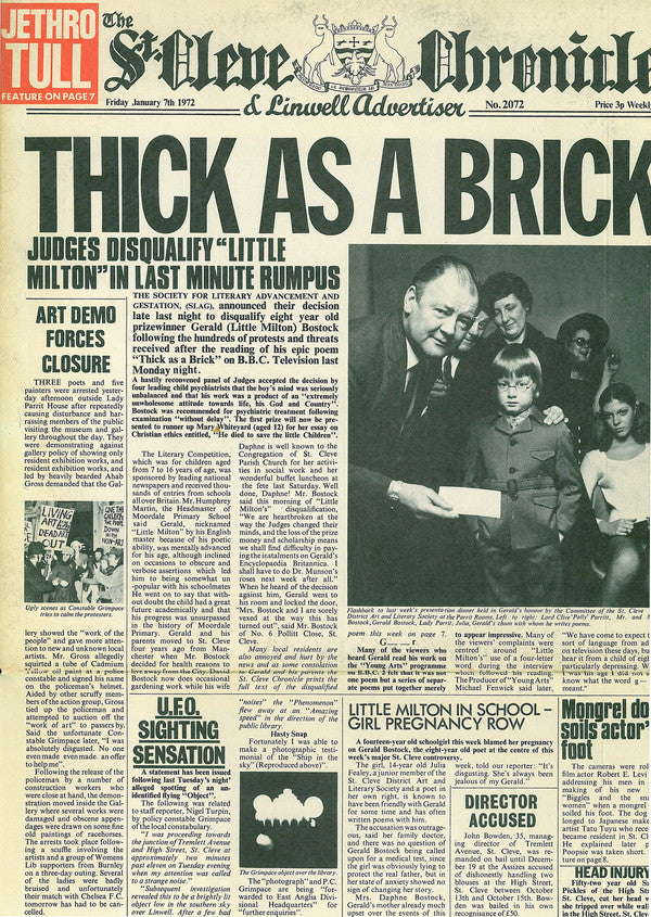 Jethro Tull : Thick As A Brick (LP, Album, Gat)