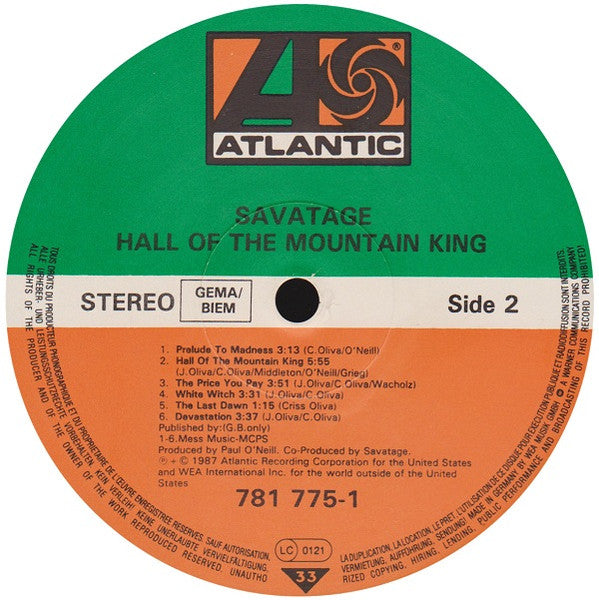 Savatage : Hall Of The Mountain King (LP, Album)