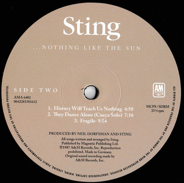 Sting : ...Nothing Like The Sun (2xLP, Album, RE)